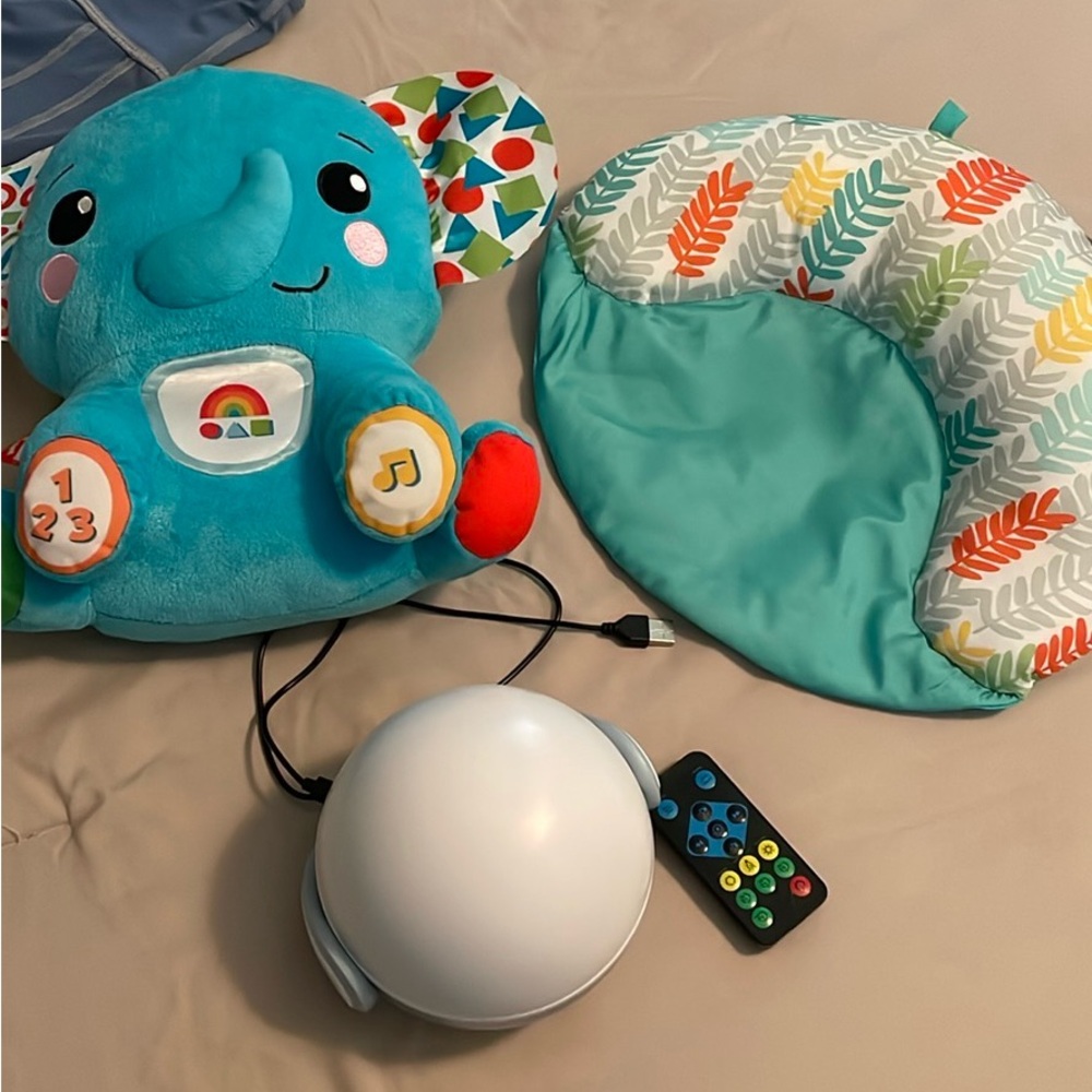 Colorful Elephant Plush Toy and Baby Pillow Set